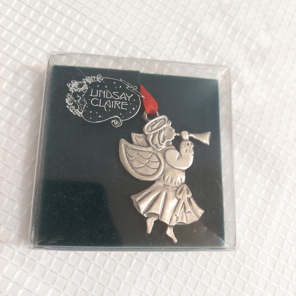 Lindsey Claire Pewter Christmas Tree Ornament Angel Trumpet